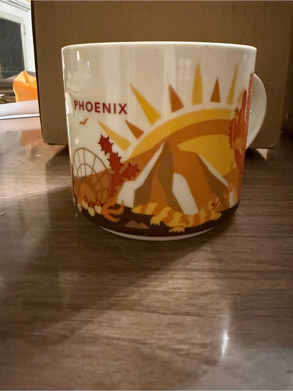 Starbucks Phoenix You Are Here Mug – Yellow and Orange Sunset Design